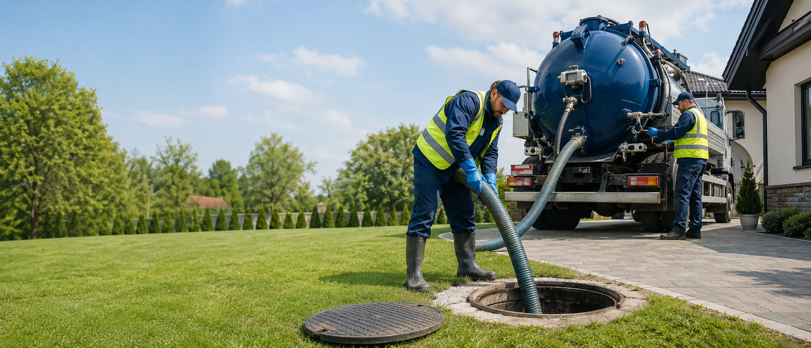 Vacuum tanker hose service for commercial property